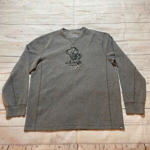 Eddie Bauer Pullover Sweater Crew Neck Thermal Gray Lab Dog Solid Men's Size L